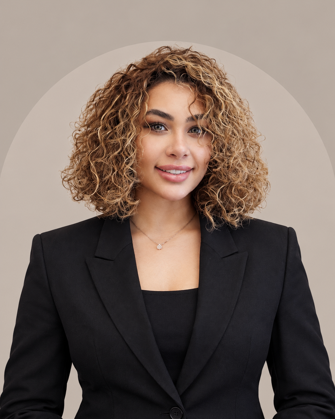Polished Curly-Haired Corporate Headshot